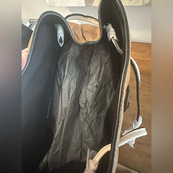 Coach Tan and Black Leather Backpack with White Accents - Picture 5 of 9